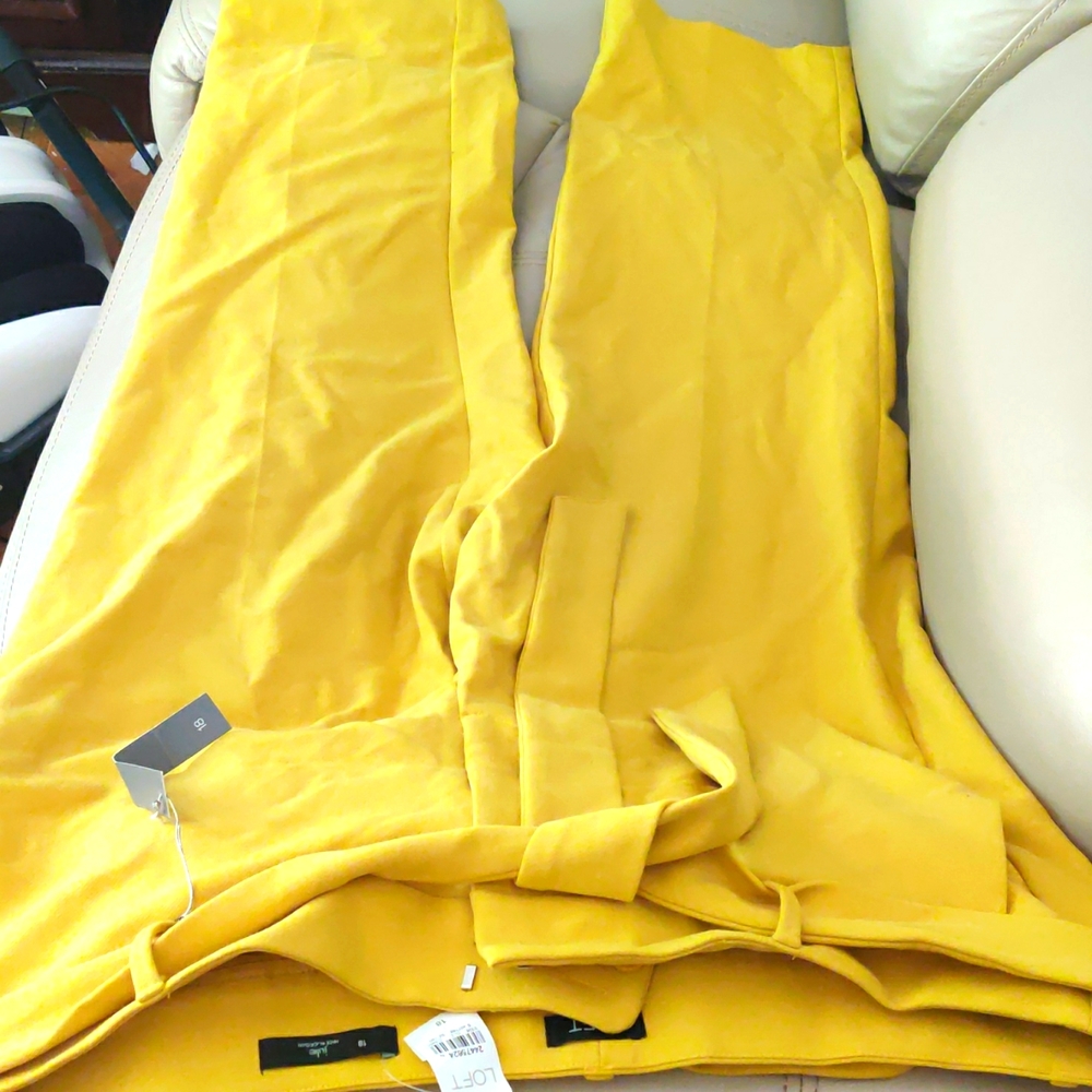 LOFT PLUS Solar Yellow Slim Tie Waist Pants Size 18